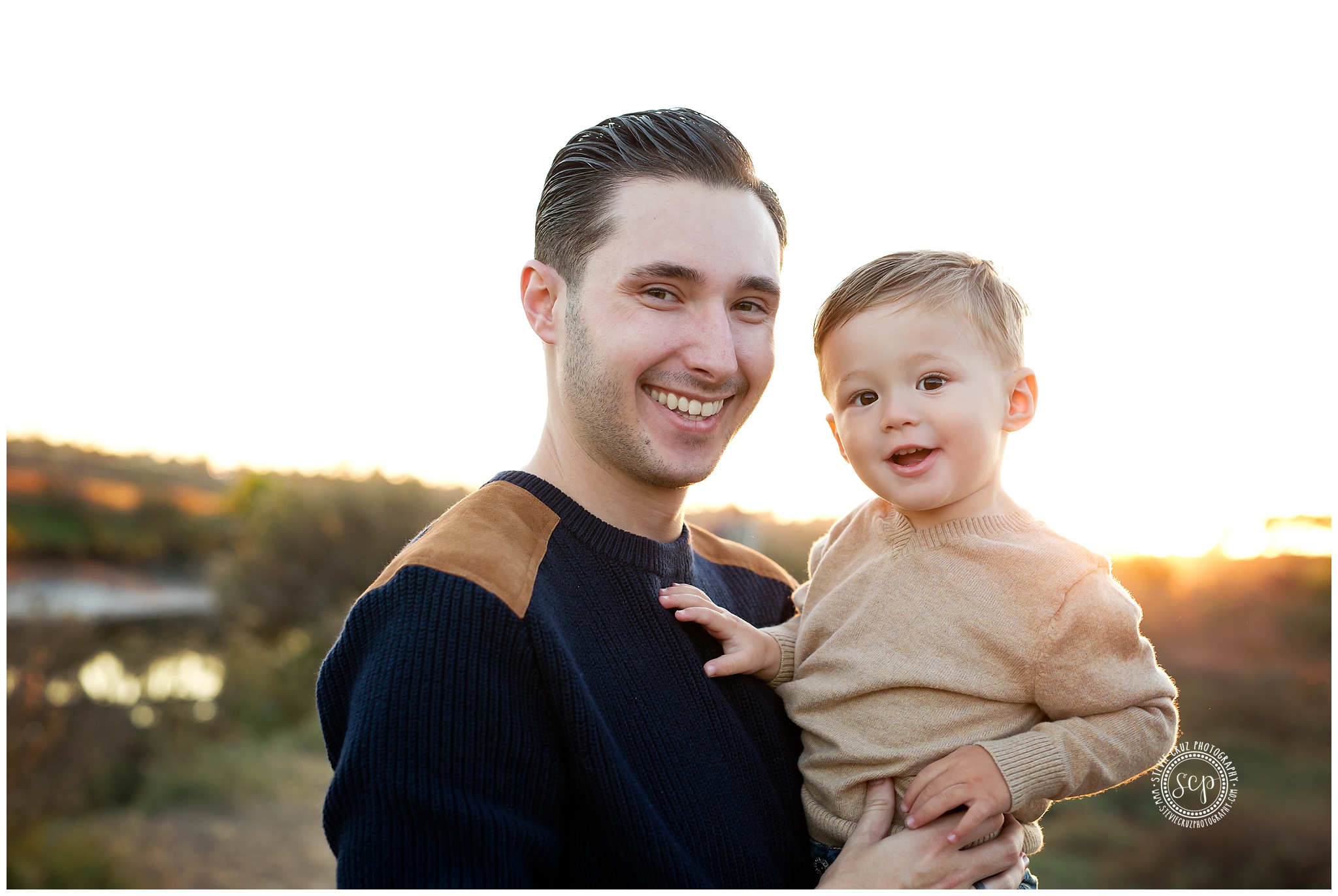 stylish photo of dad and toddler son during fall family photography session by Stevie Cruz Photography