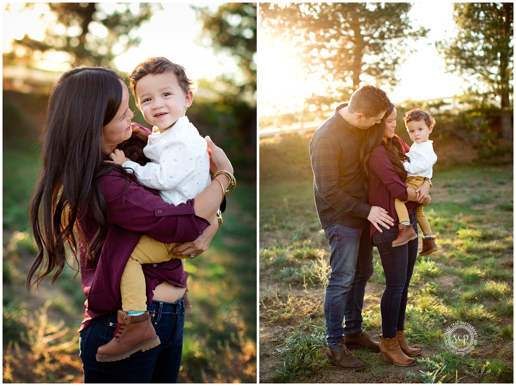 What a great photo of toddler with mom and parents during their fall pictures at Anaheim Hills.