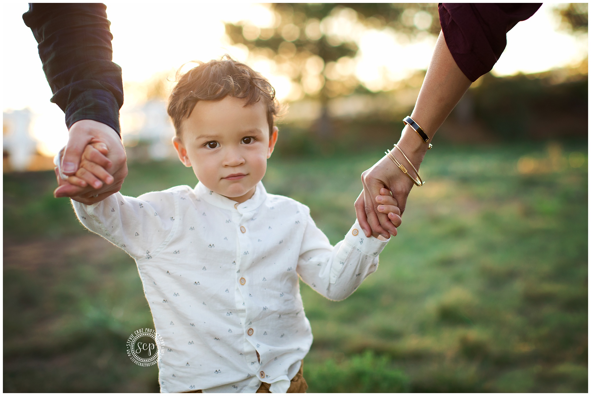 stylish toddler posing during his family photography session at Anaheim Hills California