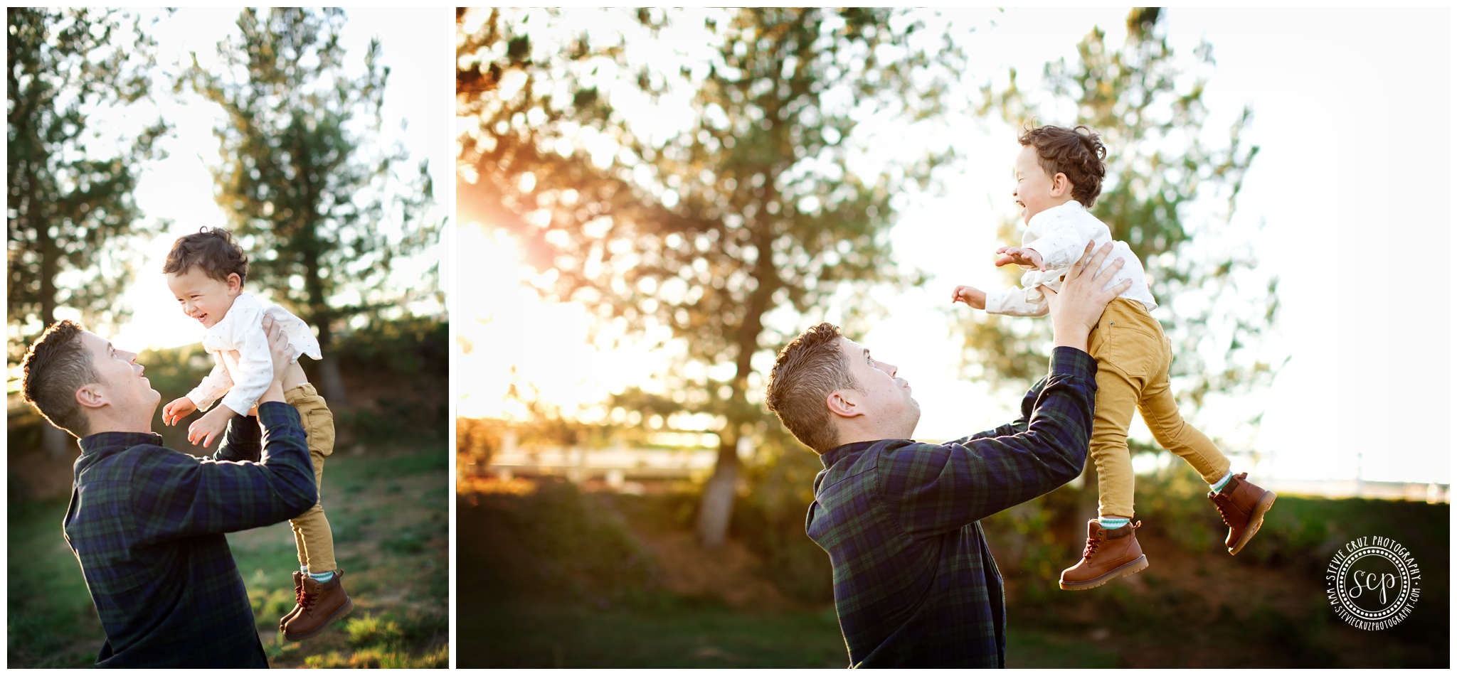 Orange county baby photographer captures toddler and dad during family portraits . I love the sunset light 